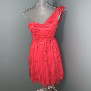 BCX Salmon colored one shoulder cocktail Dress size 1 prom grad wedding guest
